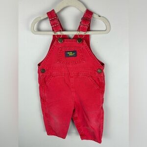 Vintage OshKosh B'Gosh Vestbak Bib Overalls Red Cotton Sz 12 Months